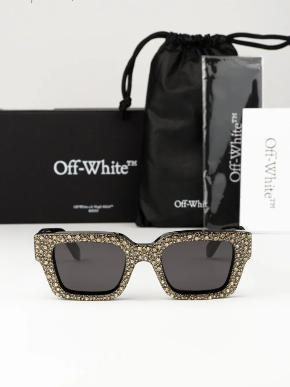 Off-White VIRGIL Men Sunglasses Black Gold Square OERI126 7607 NEW AUTHENTIC